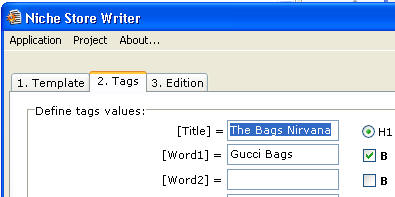 Niche Store Writer - Step 2: Tags